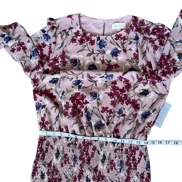 Melloday Pink Floral Smocked Skirt Dress MEDIUM NWT - Picture 12 of 16